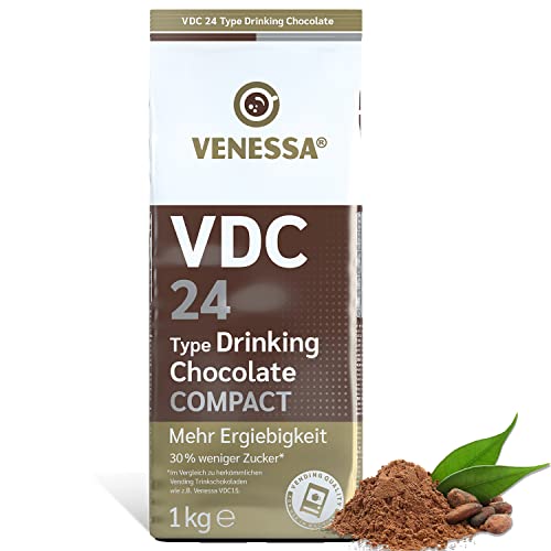 Venessa VDC 24 Trinkschokolade 1kg, Kakaopulver mit 24% Premium Kakao und Milchanteil für Heißgetränkeautomat, leicht süß, cremig von Venessa