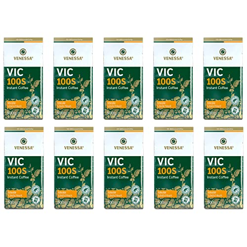Venessa VIC 100S UTZ-zertifizierter Instant Kaffee 10er Pack, 10 x 500 g, Premium Kaffee für Kaffeeautomaten, Kaffeespezialität, schonend geröstet, gefriergetrocknet von Venessa