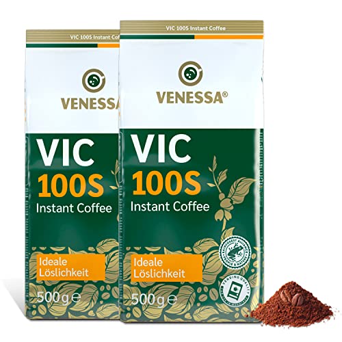 Venessa VIC 100S UTZ-zertifizierter Instant Kaffee 2er Pack, 2 x 500 g, Premium Kaffee für Kaffeeautomaten, Kaffeespezialität, schonend geröstet, gefriergetrocknet von Venessa