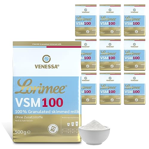 Venessa VSM 100 Lorimee 10 x 500g Magermilchpulver Granulat Hochwertiges Skimmed Milk Pulver zur Verfeinerung von Milchkaffee, alle Vending geeignet von Venessa