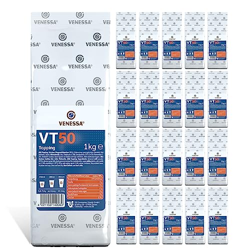 Venessa VT 50 Milchpulver Topping, 20 x 1kg Vorratspackung, für Vending und Heißgetränkeautomaten (enthält 50% Magermilchpulver) Feinporiger stabiler hochwertiger Schaum von Venessa