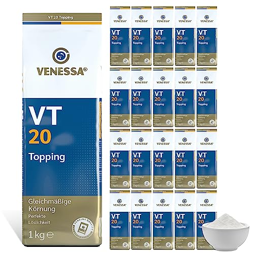 Venessa VT20 Topping 20 x 1kg, Milchpulver zur Verfeinerung von Kaffee Latte & Milchkaffee, 20er Vorratspackung, Kaffeevollautomaten & Vending geeignet (enthält 20% Magermilchpulver) von Venessa