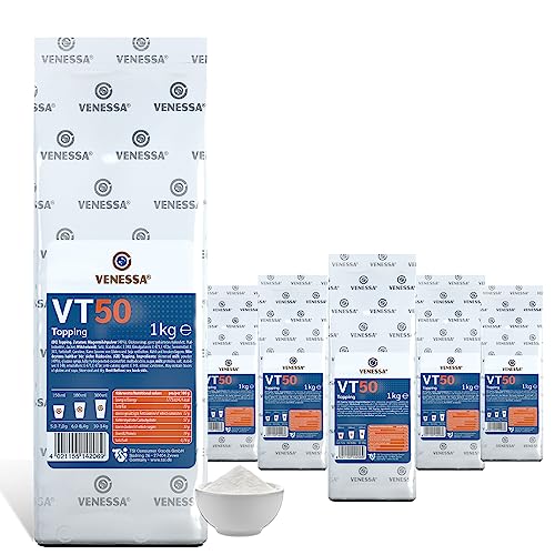 Venessa VT50 Milchpulver Topping, 5 x 1kg Vorratspack für Vending und Heißgetränkeautomaten (50% Magermilchpulver) Schnelle Zubereitung, feinporiger stabiler Milchschaum für Milchkaffee von Venessa