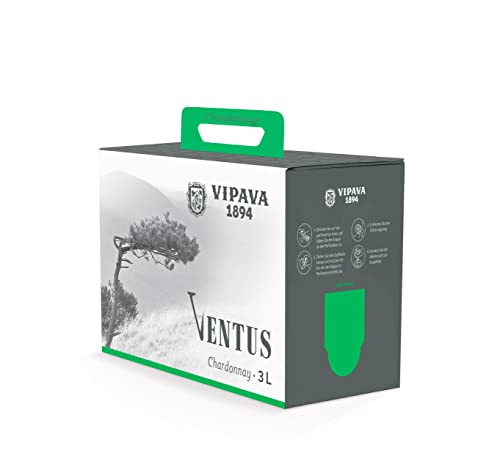 VENTUS Weißwein Bag in Box 3 Liter Chardonnay, von Hand gelesener trockener Weißwein in Box (3 l) von Liakai