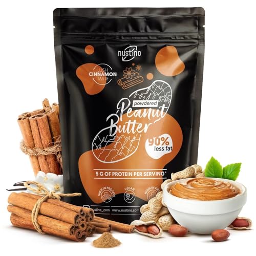 Erdnussbutter in Pulverform Nustino Cinnamon 400g | Entfettete Erdnussbutter | Fitness-Snack | Erdnusscreme in Pulverform | Erdnüsse, Zimt | 0,4kg von Nustino