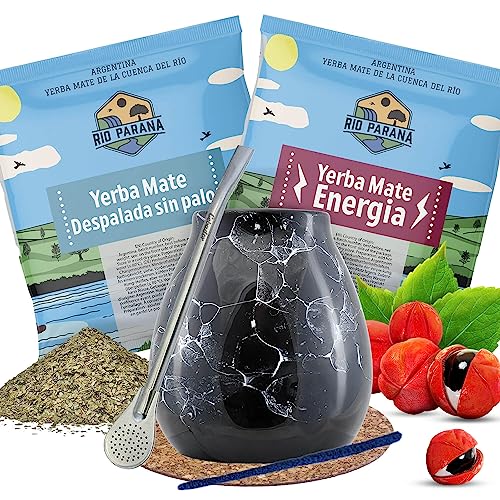 Mate Tee Set mit Proben Rio Parana | Proben von Mate Tee 50g | Kalebasse, Bombilla und Zubehör | Argentinische Mate Tee | Mate Tee Tee | Natürliches Koffein | 2x50g Mate Tee Set mit Proben Rio Parana | Proben von Mate Tee 50g | Kalebasse, Bombilla und Zubehör | Argentinische Mate Tee | Mate Tee Tee | Natürliches Koffein | 2x50g von Venusti sp. Z o.o.