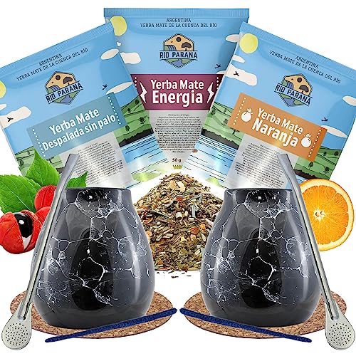 Mate Tee Set mit Proben Rio Parana | Proben von Mate Tee 50g | Kalebasse, Bombilla und Zubehör | Argentinische Mate Tee | Mate Tee Tee | Natürliches Koffein | 3x50g Mate Tee Set mit Proben Rio Parana | Proben von Mate Tee 50g | Kalebasse, Bombilla und Zubehör | Argentinische Mate Tee | Mate Tee Tee | Natürliches Koffein | 3x50g von Venusti sp. Z o.o.