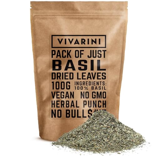 Vivarini Basilikum 100g | Kräutergeschmack und tiefes Aroma | Italienische Küche | Gewürz | Ideale Ergänzung zu Speisen und Aufgüssen - Tee und Mate Tee | 0,1kg von Venusti sp. Z o.o.