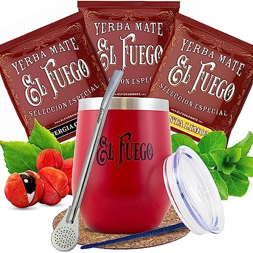 Zubehörset für Mate Tee mit Proben | TermoLid mit El Fuego-Logo, Bombilla, Zubehör | Thermal Kalebasse für Mate Tee | Proben von Mate Tee El Fuego 3x50g | Natürliches Koffein Zubehörset für Mate Tee mit Proben | TermoLid mit El Fuego-Logo, Bombilla, Zubehör | Thermal Kalebasse für Mate Tee | Proben von Mate Tee El Fuego 3x50g | Natürliches Koffein von Venusti sp. Z o.o.