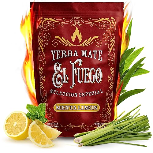 El Fuego Menta Limon 0,5kg | Stark anregender Mate Tee | Mate Tee aus Paraguay | Minze und Zitrone | Rauchiger, geräucherter Mate Tee | Perfekt für tereré | 500g von El Fuego