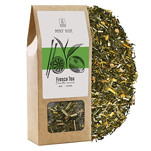 Mary Rose Fresca Grüntee | Sencha Grüntee | Erfrischender Tee | Frucht- und Kräuterzusätze | Natürliche Zusatzstoffe | Quelle von Theine | Natürliche Stimulation | 50g von Venusti sp. z o.o.