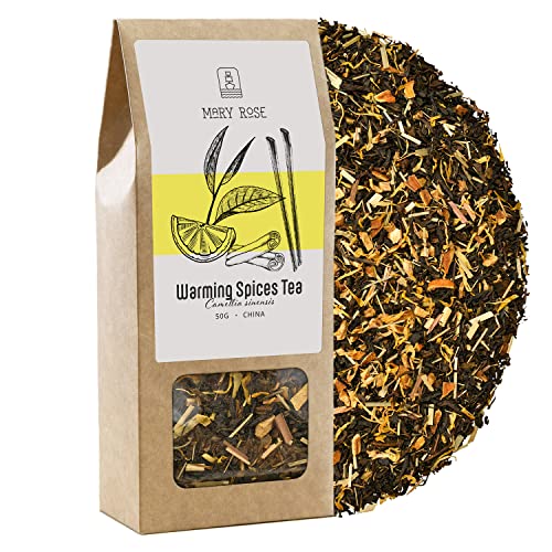 Mary Rose Warming Spices Schwarzer Tee | Yunnan Schwarzer Tee | Wärmender Gewürztee | Natürliches Nelkenöl | Natürliche Zusatzstoffe | Quelle von Deinen | Natürliche Stimulation | 50 g von Venusti sp. z o.o.