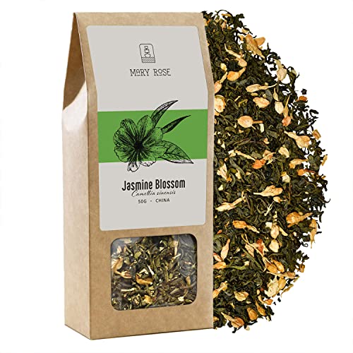 Mary Rose grüner Tee Jasmine Blossom | Grüner Tee aus China | Yunnan | Tee mit Jasmin | Milder Geschmack | Natürliche Zusätze | Quelle des Theins | Natürliche Anregung | 50g von Venusti sp. z o.o.