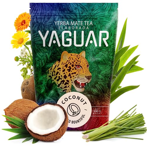 Yaguar Coconut 0.5kg | Yerba Mate mit Kokosnuss | Natürliche Stimulation | Ein Genuss für Fans von Kokosnuss-Aromen | Brasilianische Yerba Mate | 500g von YAGUAR