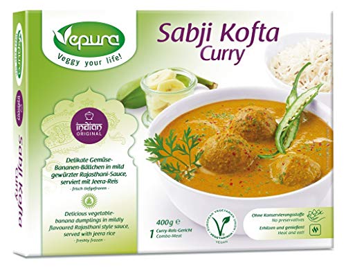 Sabji Kofta Curry, Gemüse-Bananen Bällchen, Rajasthani Sauce, Jeera Reis TK, 400g Sabji Kofta Curry, Gemüse-Bananen Bällchen, Rajasthani Sauce, Jeera Reis TK, 400g von Vepura GmbH