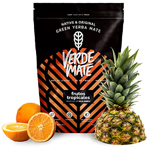 Verde Mate Green Frutos Tropicales Mate Tee 500g Yerba Mate Grün Tropische Früchte anregender Mate Tee aus Brasilien Großes Paket (0,5 kg) von Verde mate