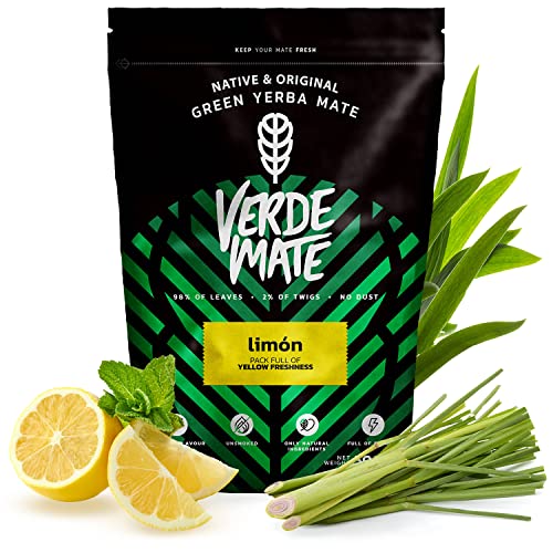 Mate Tee Yerba Verde Mate Green Limon 500g Verde Mate Grün Zitrone anregender Yerba Mate aus Brasilien Yerba Mate Glutenfrei nicht mit Rauch getrocknet von Verde mate