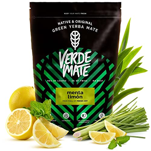 Verde Mate Green Menta Limón 0,5 kg | Anregender Mate Tee mit Minze und Zitrone 500 g | Erfrischender Geschmack | Natürliches Koffein | Tee Mate Tee aus Brasilien | 500 g von Verde mate