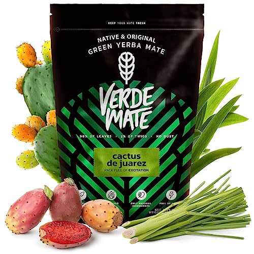 Mate Tee Yerba Verde Mate Green Cactus de Juarez 500g Verde Mate Grün Kaktusfeige anregender Mate Tee aus Brasilien Aromatisierter Mate Tee Glutenfrei nicht rauchgetrocknet von Verde mate