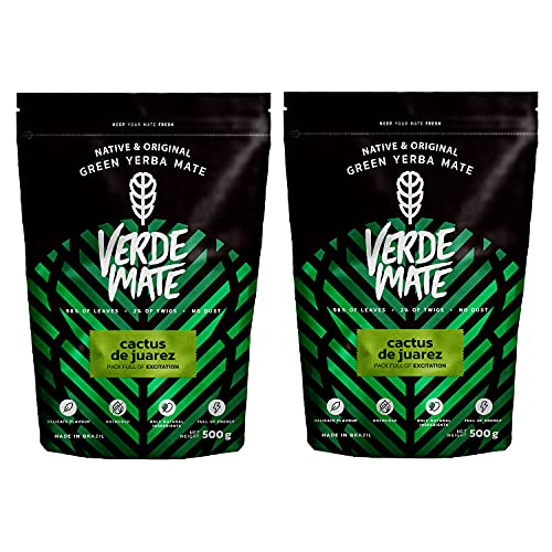 Mate Tee Yerba Verde Mate Green Cactus de Juarez Verde Mate Grün Kaktusfeige anregender Mate Tee aus Brasilien Aromatisierter Mate Tee Glutenfrei (1000g (2x500g)) von Verde mate