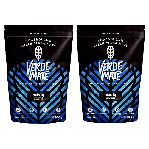 Mate Tee Yerba Verde Mate Green Mas IQ Verde Mate Grün Mas IQ anregender Mate Tee aus Brasilien Glutenfrei (1000g (2x500g)) von Verde mate