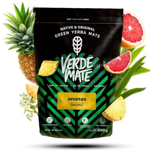 Verde Mate Green Ananas 500 g | Leckerer Früchte-Mate Tee | Nur natürliche Zusätze | Brasilianischer Tee Mate Tee| in kalter und warmer Form| Regt perfekt an von Verde mate