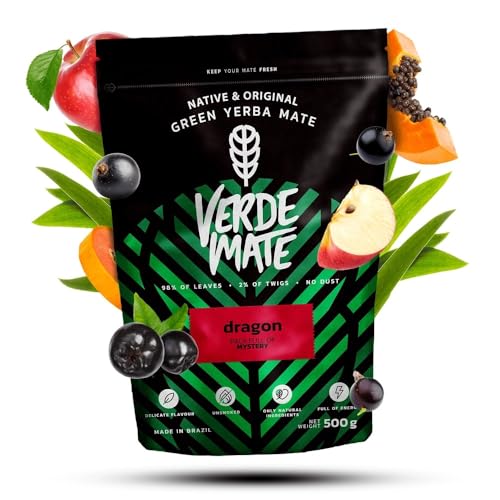 Verde Mate Green Dragon 500 g | Mate Tee mit Pitaya-Geschmack | Nur natürliche Zusätze| Brasilianischer Tee Mate Tee| in kalter und warmer Form| Perfekt für Anfänger von Verde mate