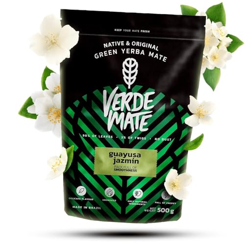 Verde Mate Green Guayusa Jazmín 500g | Mate Tee mit Guayusa und Jasmin|für Anfänger und Fortgeschrittene | brasilianischer Tee Mate Tee|Die natürliche Zusammensetzung|Der starke Mate Tee 0,5 kg von Verde mate