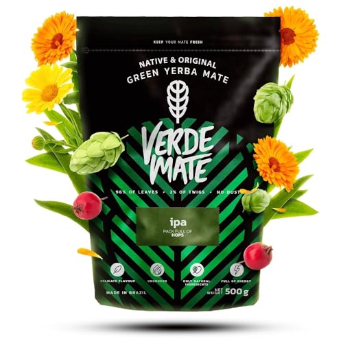 Verde Mate Green IPA 0,5 kg | Brasilianischer Mate Tee mit Hopfen! | Originelle und ausgewogene Mischung| Kraft des natürlichen Koffeins | Tee Mate Tee aus Brasilien 500 g | mit Luft getrocknet von Verde mate