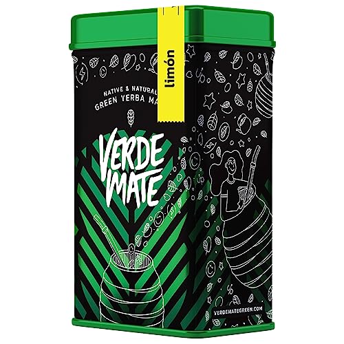 Verde Mate Green Limón 0,5 kg | Yerbera | Metalldose mit Spender | Zitrone Yerba Mate 500 g | Erfrischender Geschmack | Natürliches Koffein | Yerba Mate Tee aus Brasilien | 500 g von Verde mate