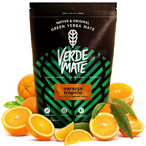 Verde Mate Green Naranja Tropico 0,5kg | Yerba Mate mit Orangengeschmack | Erfrischende Yerba Mate | Yerba Mate mit Früchten | Aufregung | Brasilianische Yerba Mate | 500gr von Verde mate