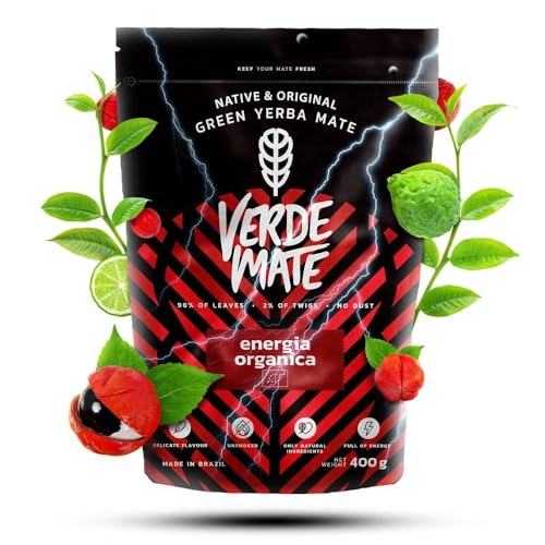 Verde Mate Green Orgánica Energia Guaraná 400g - Bio-Yerba Mate mit Guarana, Natürlicher Energiespender, Erfrischender & Belebender Geschmack von Verde mate