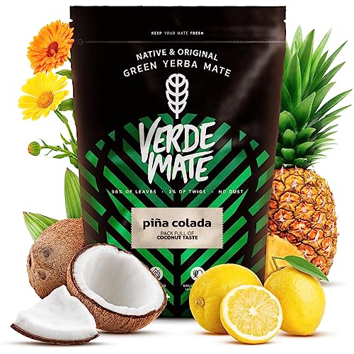 Verde Mate Green Piña Colada 0,5kg | Yerba Mate mit Geschmack, inspiriert von einem exotischen Getränk | Yerba Mate mit Ananas und Kokosnuss | Anregung | Brasilianische Yerba Mate | 500 gr von Verde mate