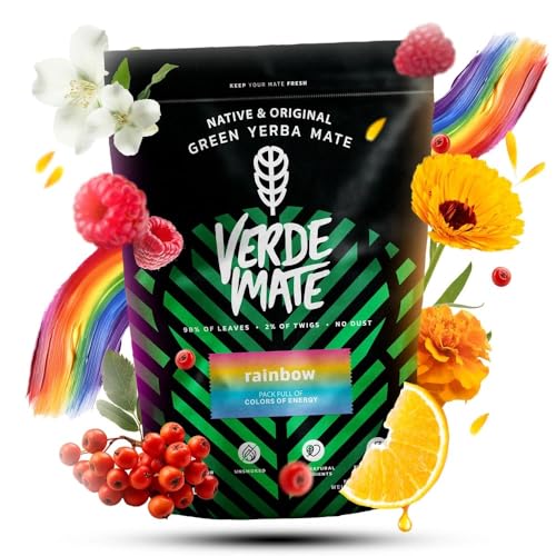Verde Mate Green Rainbow 400g - Yerba Mate mit Früchten & Blumen, Himbeer-, Orangen- & Jasmingeschmack, Natürlicher Energiespender & Erfrischend Verde Mate Green Rainbow 400g - Yerba Mate mit Früchten & Blumen, Himbeer-, Orangen- & Jasmingeschmack, Natürlicher Energiespender & Erfrischend von Verde mate