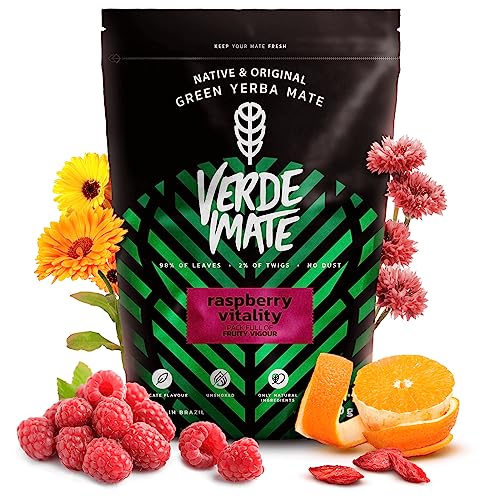 Verde Mate Green Raspberry Vitality 0,5kg | Mate Tee mit Früchten | Energie und Vitalität | Mate Tee, Himbeeren, Goji-Beeren, Ashwagandha | Naturalne pobudzenie | Mate Tee aus Brasilien | 500 von Verde mate