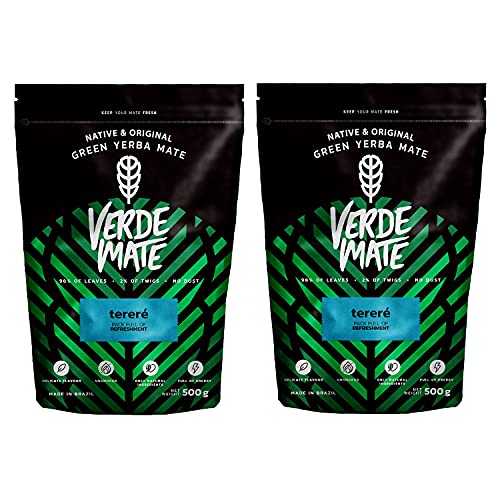 Verde Mate Green Terere Mate Tee Yerba Mate Grün Terere anregender Mate Tee aus Brasilien Glutenfrei (1000g (2x500g)) von Verde mate