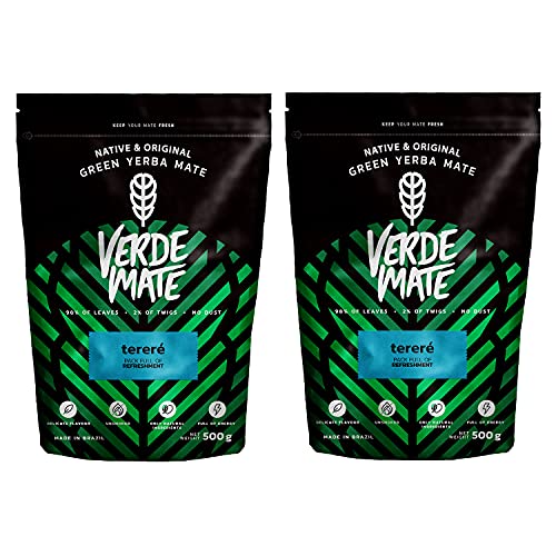 Verde Mate Green Terere Mate Tee Yerba Mate Grün Terere anregender Mate Tee aus Brasilien Glutenfrei (1000g (2x500g)) von Verde mate