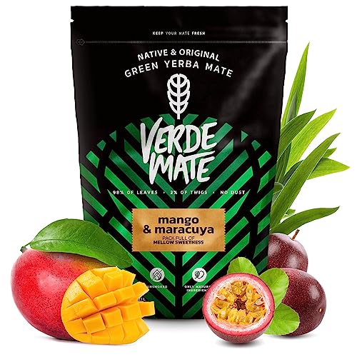Verde Mate Grüne Mango & Maracuja 0,5kg | Fruchtiger Yerba Mate | Exotischer Geschmack von Yerba Mate | Die Kraft der Erfrischung | Natürliche Stimulation | Brasilianische Yerba Mate | 500 gr von Verde mate