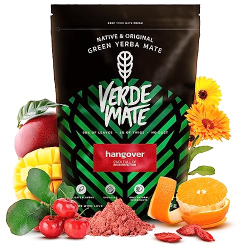 Verde Mate Green Hangover 0,5kg | Früchte-Kräuter-Mate-Tee | Mate Tee, Acerola, Guarana, Goji-Beeren, Zistrose, Brennnessel | Natürliche Anregung | Mate Tee aus Brasilien | 500g von Verde mate