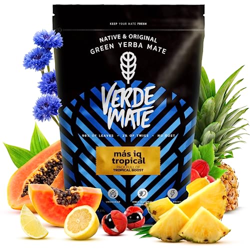 Verde Mate Mas IQ Tropical 0,5kg | Mate Tee mit exotischen Früchten | Mate Tee mit Guarana | Anregung | Brasilianischer Mate Tee | 500 g von Verde mate