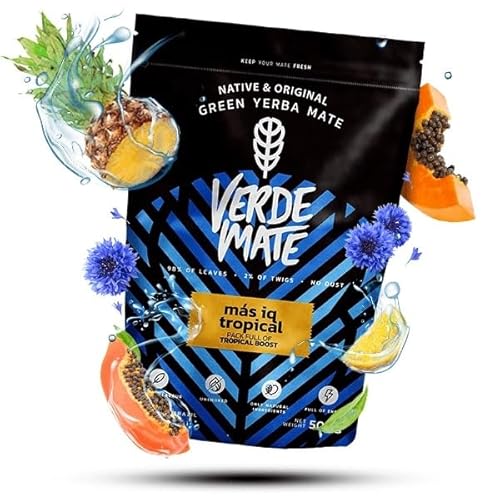 Verde Mate Mas IQ Tropical 0,5kg | Mate Tee mit exotischen Früchten | Mate Tee mit Guarana | Anregung | Brasilianischer Mate Tee | 500 g von Verde mate