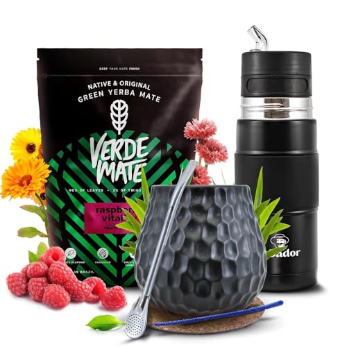 Yerba-Mate-Set - Verde Mate Green Raspberry Vitality 500g + Yerbomos X + Keramik-Calebasse & Zubehör von Verde mate