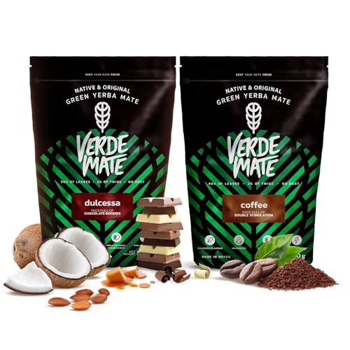 Set Yerba Mate Tee (2x500g) 1kg - Aromen von Kaffee und Schokolade, Mate Tee tostada milder, Natürliches Koffein von Verde mate