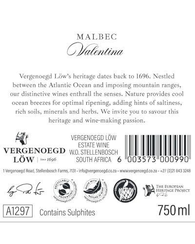 Vergenoegd Löw Valentina Malbec 2021 | Trocken | Rotwein aus Südafrika (0.75l) von Vergenoeged Löw
