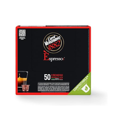 Caffè Vergnano 1882 - Èspresso Kompostierbare Kaffeekapseln, Kompatibel Mit Nespresso, Cremoso (Cremig) - Packung Enthält 50 Kapseln von Caffè Vergnano 1882