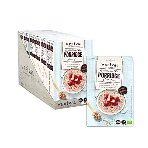 Verival Porridge Erdbeer Chia Glutenfrei | 6 x 350g | vegan | ohne Palmöl | glutenfrei | ohne Zuckerzusatz | hangefertigt in Tirol von Verival