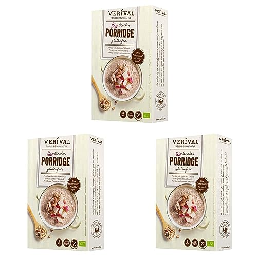 Verival Bircher Porridge Glutenfrei | 350g Einzelpackung | vegan | ohne Palmöl | glutenfrei | ohne Zuckerzusatz | hangefertigt in Tirol (Packung mit 3) von Verival