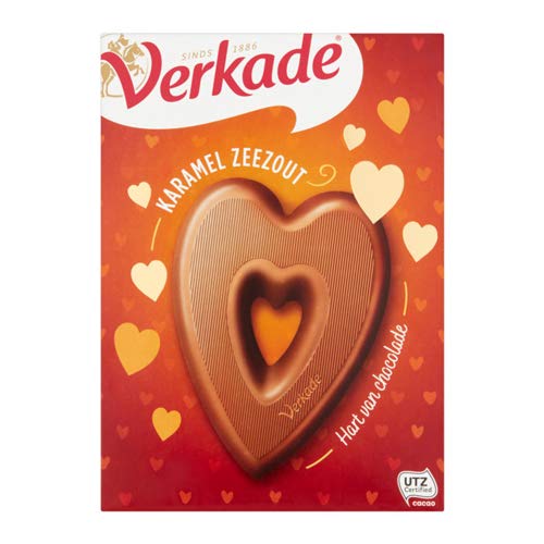 Verkade Herz Karamel Zeezout 135g I Vollmilch-Schokolade Herz mit Caramel Meersalz von Verkade