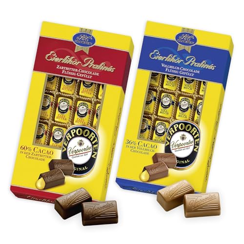 Verpoorten Eierlikör Pralinen 2er Pack – 1x Pralinés Vollmilch 200g & 1x Pralinés Zartbitter 120g – Gefüllt mit Original Verpoorten Eierlikör – Eine Freude zu Ostern, Weihnachten, Geburtstag und mehr Verpoorten Eierlikör Pralinen 2er Pack – 1x Pralinés Vollmilch 200g & 1x Pralinés Zartbitter 120g – Gefüllt mit Original Verpoorten Eierlikör – Eine Freude zu Ostern, Weihnachten, Geburtstag und mehr von Verpoorten