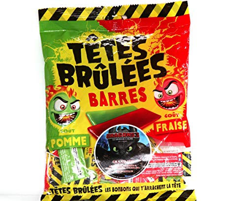 Tetes Brulees Barres, Säure Kaubonbons mit Erdbeer- und Apfelgeschmack aus Frankreich, 200g. von Verquin